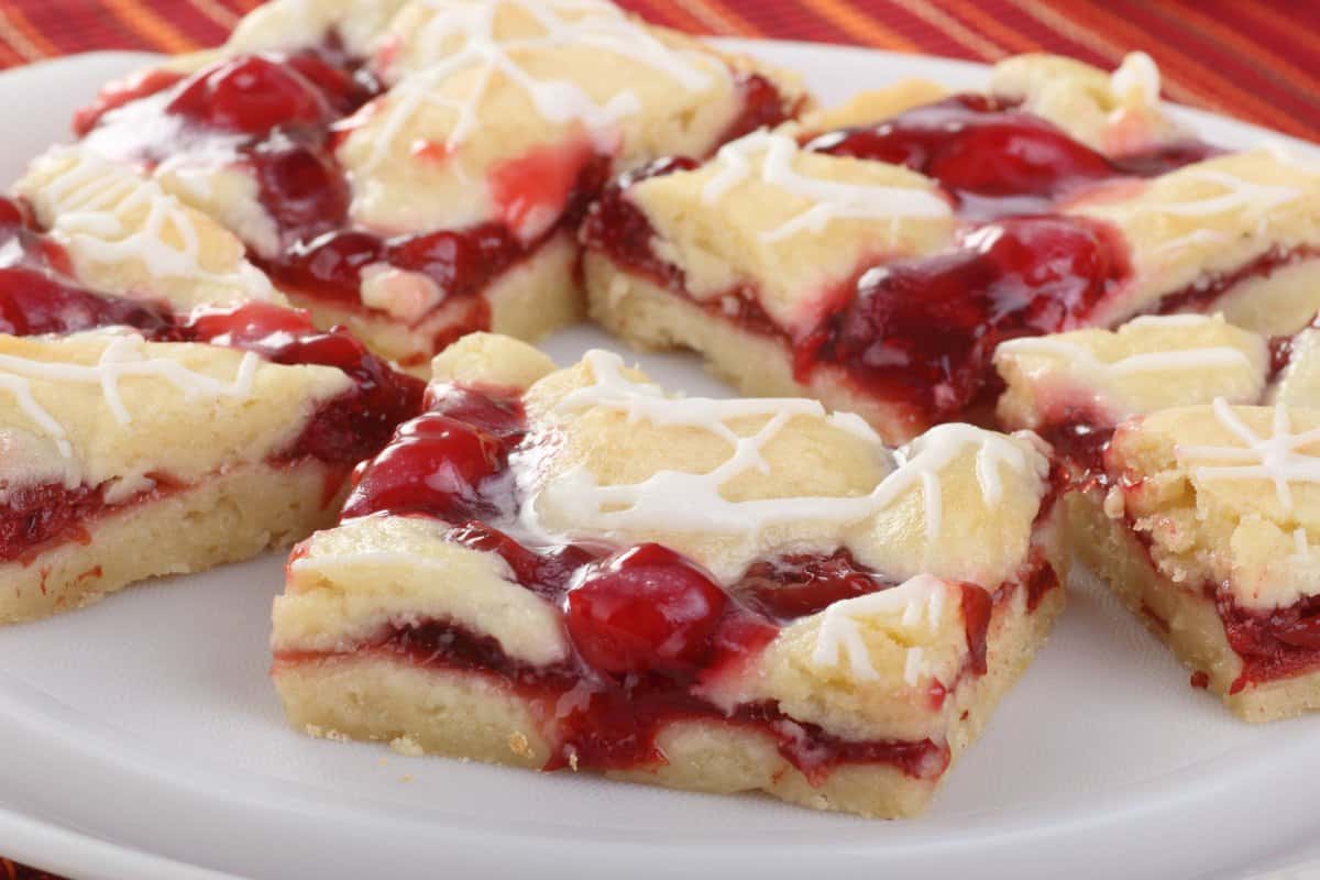 Summer cherry bars served in a plate.