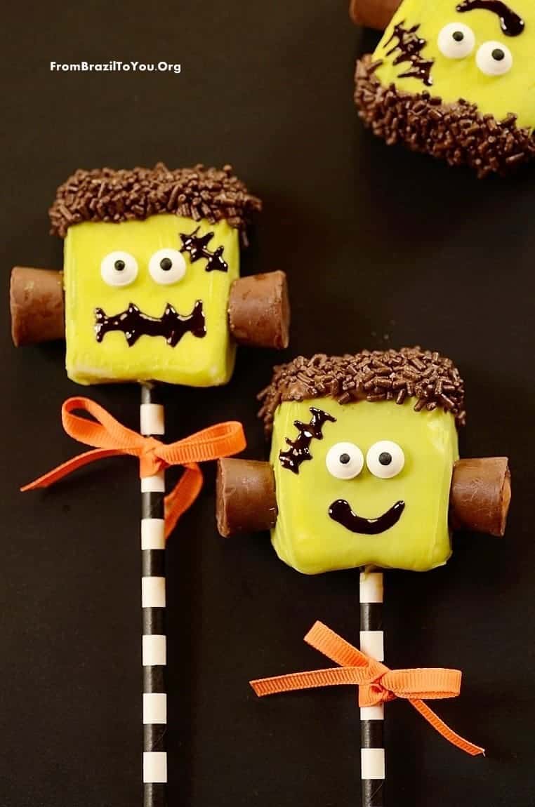Frankenstein Halloween Marshmallow Pops recipe - Boulder Locavore®