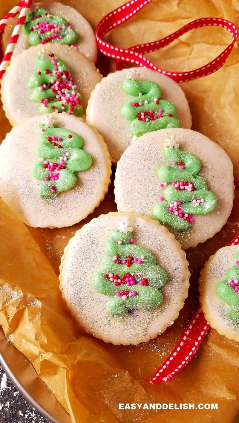 close up of sugar cookies with sprinkles