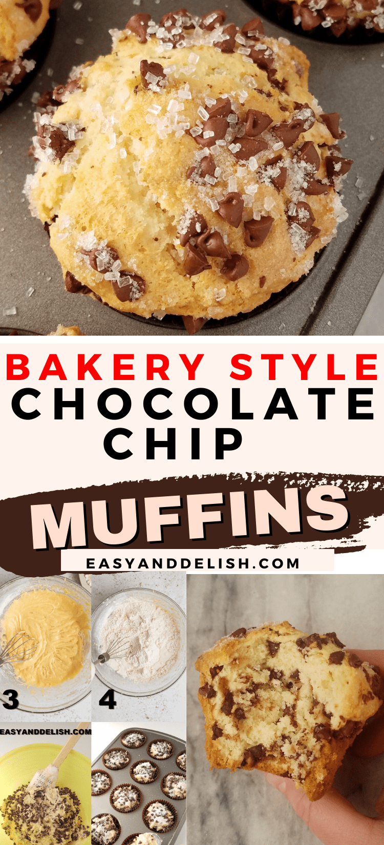 Bakery-Style Chocolate Chip Muffins - Easy And Delish